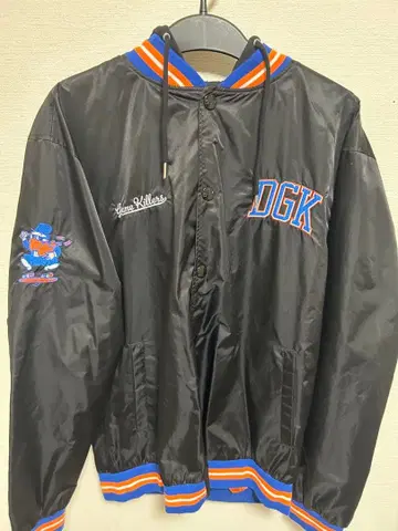 DGK 후드 부착 바시티 자켓 블루종