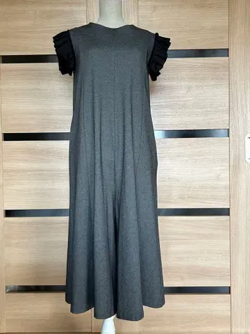 Neige 프릴 슬리브리스 와이드 올인원 (그레이)