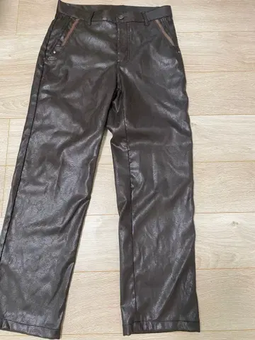 파제로 PAGELO 가죽풍 다크 브라운 팬츠 82