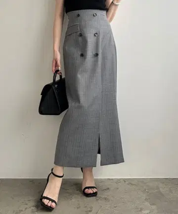 [ 새상품급 ] 더블 버튼 펜슬 스커트 그레이 S 아뉴앙스