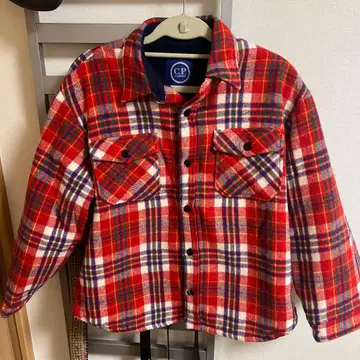 C.P Company 플란넬 체크 셔츠 자켓 속기모 아우터 짧은 기장