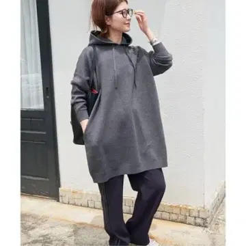 스픽 앤 스팬 오버 사이즈 후디드 니트 그레이