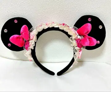 [레어] 디즈니 미니 머리띠 장미 로즈 핑크 리본 즉시 구매 가능