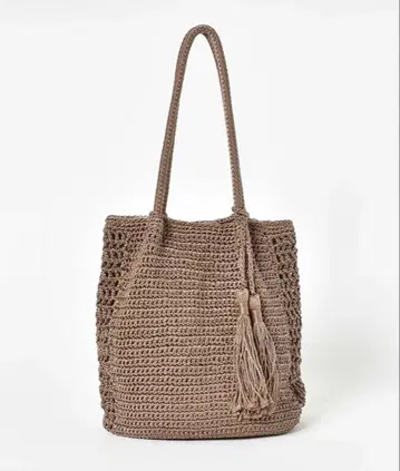 코드 편직 태슬 토트백 그레이지