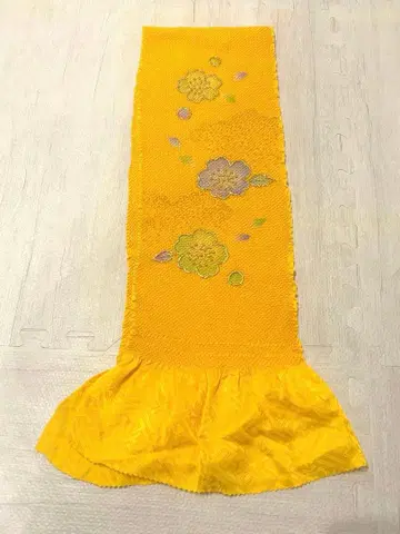 시보리 오비 장식 천 벚꽃 패턴 옐로우 컬러 후리소데