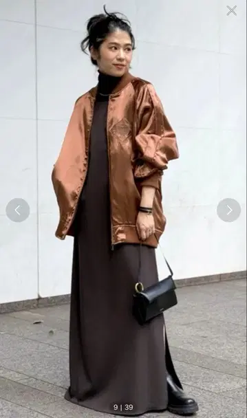 브라운 새틴 MA-1 자켓