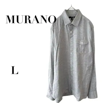 무라노 슬림핏 긴팔 셔츠 그레이 L 무지 캐주얼 비즈니스