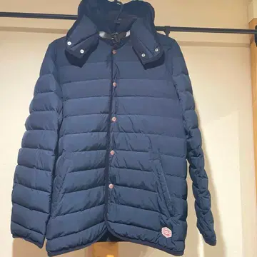 반손 에미레이유 다운 코트, 다운 자켓 네이비 후드 탈부착 가능 38