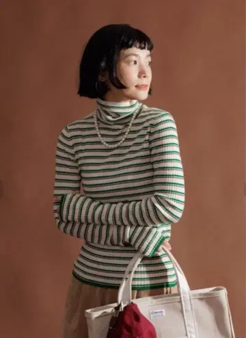 FREAK'S STORE 워셔블 보더 터틀넥 니트