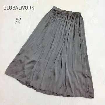 글로벌 워크 플리츠 스커트 롱 스커트 M 그레이