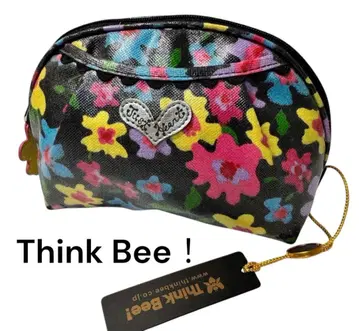 Think Bee!(싱크비) 꽃무늬 파우치 블랙 x 멀티 나일론