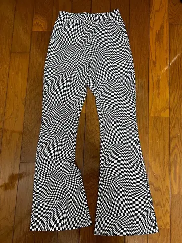 xgxl 체크 무늬 플레어 팬츠