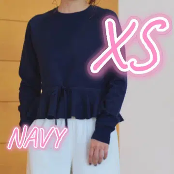 새상품 25AW 지유 로쿠 페플럼 니트 풀오버 네이비 XS