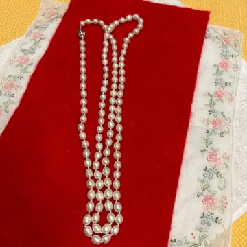 화이트 펄 롱 목걸이