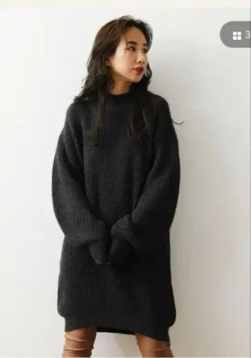 새상품 로데오 크라운 다크 그레이 오버 사이즈 니트 원피스