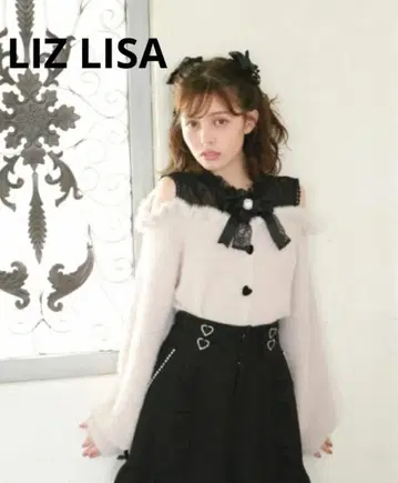 LIZ LISA 리즈리사 레이어드 스타일 어깨 트임 니트 핑크 리본 포함