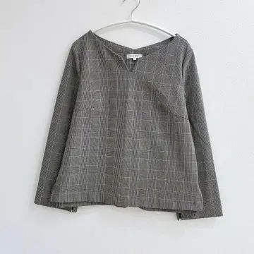 [ 컨디션 최상 ] 플라스테 글렌체크 웜 리저브 박스 넥 블라우스 키넥