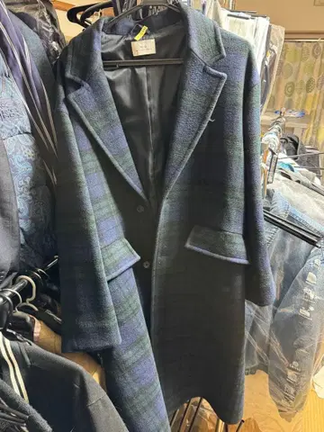 MB 체스터 코트 네이비 그린 체크