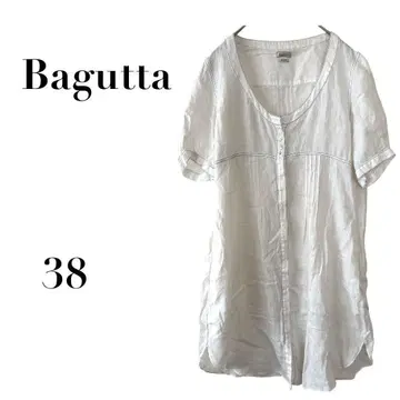 바구타 린넨 블라우스 화이트 38 무지 이탈리아제 내추럴 비침