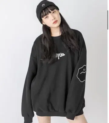 RASVOA 러스보아 오버 사이즈 트레이닝복 상의 긴팔 팔꿈치 아플리케