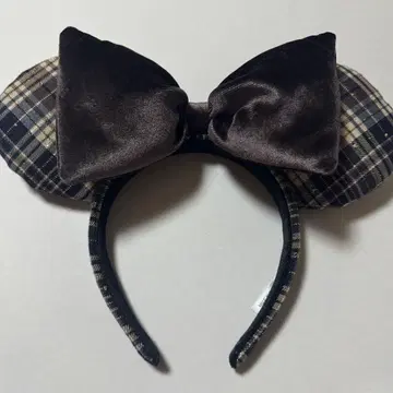 디즈니 머리띠 체크 무늬