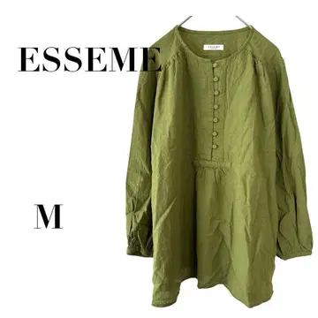 에쎄미 린넨 혼방 튜닉 블라우스 그린 M 체형 커버 루즈핏