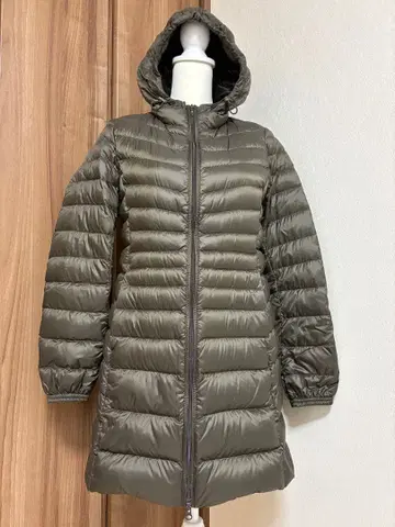 새상품급 유니클로 울트라 라이트 다운 코트 브라운 후드 부착 M 여성용