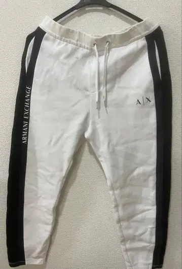 Armani Exchange 조거 팬츠 화이트/블랙