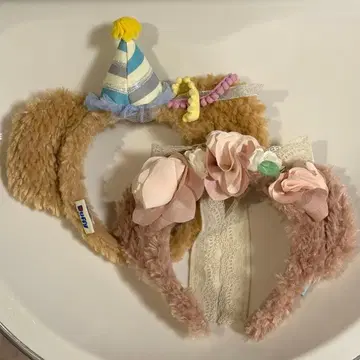 디즈니 머리띠 셰리메이 꽃 리본 + 더피 40주년 2점