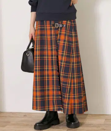 Sonny Lebel 랩 체크 플리츠 스커트