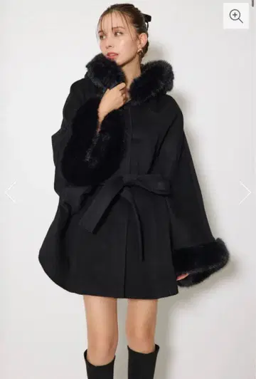 rienda 울 MIX 후드 판초 코트