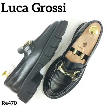 루카 그로시 비트 로퍼 이탈리아제 가죽 천연 가죽 블랙 EU37