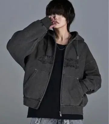 Adrer 지퍼 후드티 차콜 그레이 S 사이즈