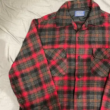 50s 펜들턴 보드셔츠 오픈 카라 빨검 울 셔츠