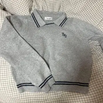 tina jojun 폴로 스타일 니트 스웨터 그레이