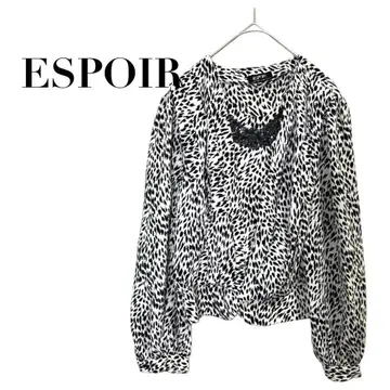 ESPOIR 애니멀 무늬 긴팔 블라우스 블랙 계열 가을/겨울