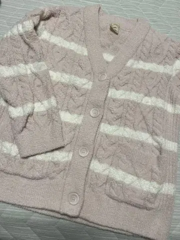 젤라또피케 베비모코 아란 보더 가디건 핑크