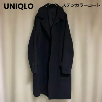 싱글 브레스티드 코트 네이비