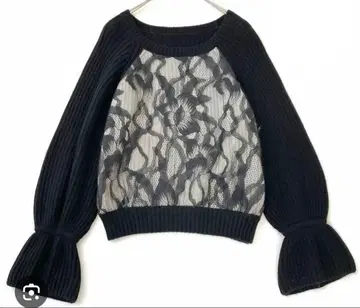 Diagram 그레이스 콘티넨탈 레이스 니트 탑 니트 상의