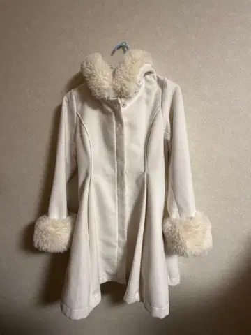 ROJITA 백리본 후디 코트 화이트 롱