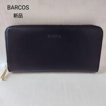 미사용 BARCOS 발코스 라운드형 장지갑 블랙 소가죽