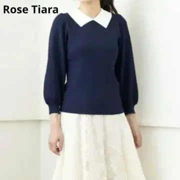 빅 사이즈 XL Rose Tiara 네이비 카라 부착 니트 42