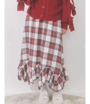merry jenny 체크 롱 스커트