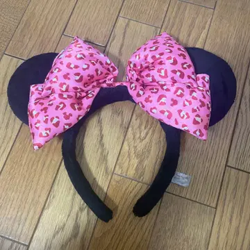 디즈니 핑크 레오파드 무늬 머리띠