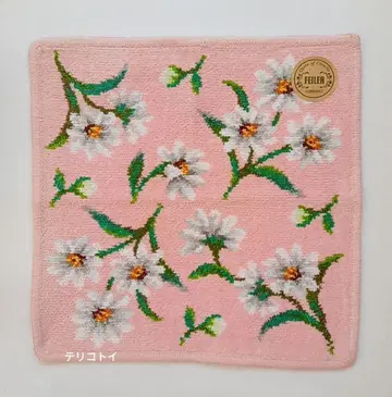 FEILER 페이러 손수건 화이트 마가렛 새상품 미사용 핑크