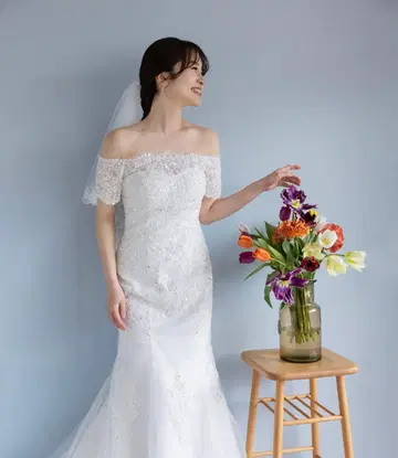 고평가! 오프숄더 웨딩 드레스