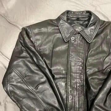 90s Ka uomo 천연 가죽 가죽 자켓 짧은 기장 개더 빈티지