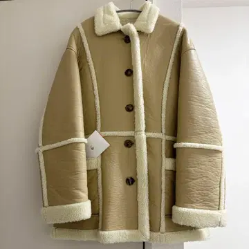 6 (ROKU) 인조 가죽 보아 자켓 코트