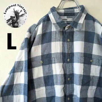 US 구제 플란넬 셔츠 SONOMA 블루 화이트 L