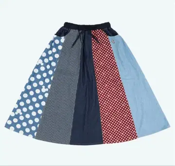 디즈니 웨스턴 스커트 M~L 멀티 컬러 도트 무늬 미키